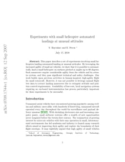 Experiments with small helicopter automated landings at unusual
  attitudes