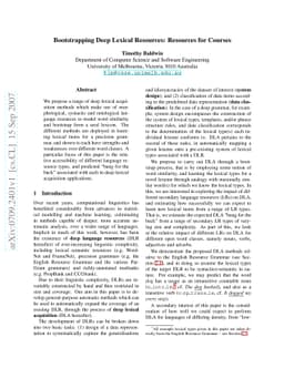 Bootstrapping Deep Lexical Resources: Resources for Courses