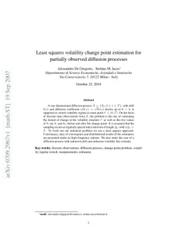 Least squares volatility change point estimation for partially observed
  diffusion processes