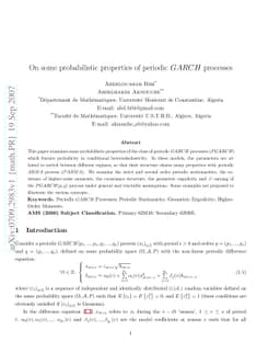 On some probabilistic properties of periodic GARCH processes