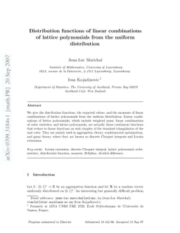 Distribution functions of linear combinations of lattice polynomials
  from the uniform distribution