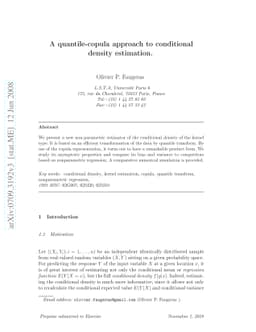 A quantile-copula approach to conditional density estimation