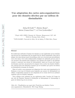 Une adaptation des cartes auto-organisatrices pour des données
  décrites par un tableau de dissimilarités