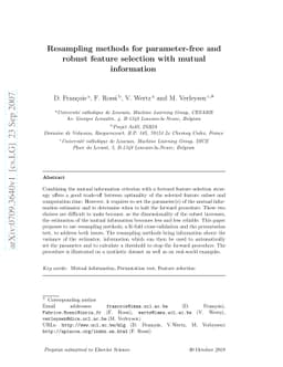Resampling methods for parameter-free and robust feature selection with
  mutual information