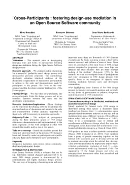 Cross-Participants : fostering design-use mediation in an Open Source
  Software community