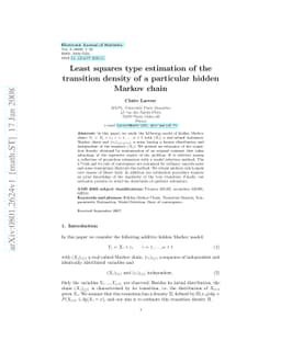 Least squares type estimation of the transition density of a particular
  hidden Markov chain