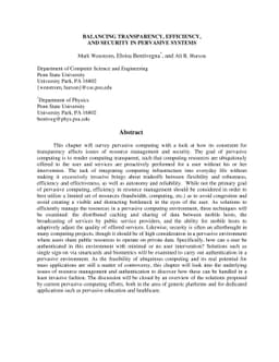 Balancing transparency, efficiency and security in pervasive systems