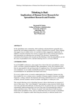 Thinking is Bad: Implications of Human Error Research for Spreadsheet
  Research and Practice