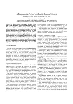 A Recommender System based on the Immune Network