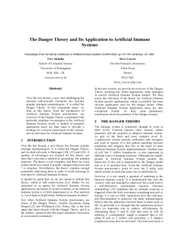 The Danger Theory and Its Application to Artificial Immune Systems