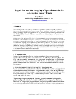 Regulation and the Integrity of Spreadsheets in the Information Supply
  Chain