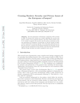 Crossing Borders: Security and Privacy Issues of the European e-Passport