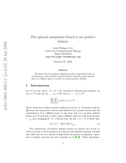 The optimal assignment kernel is not positive definite
