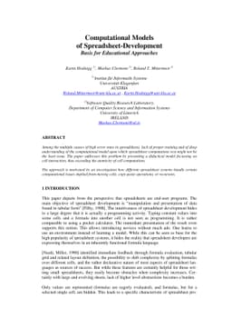 Computational Models of Spreadsheet Development: Basis for Educational
  Approaches