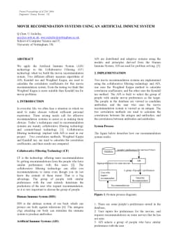Movie Recommendation Systems Using An Artificial Immune System