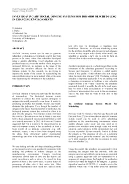 Investigating Artificial Immune Systems For Job Shop Rescheduling In
  Changing Environments