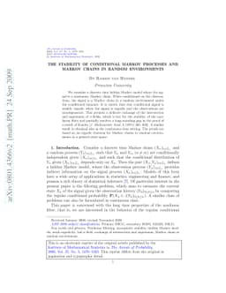 The stability of conditional Markov processes and Markov chains in
  random environments