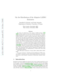 On the Distribution of the Adaptive LASSO Estimator