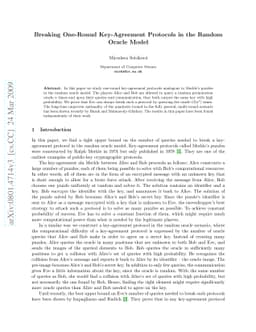 Breaking One-Round Key-Agreement Protocols in the Random Oracle Model