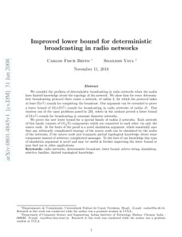 Improved lower bound for deterministic broadcasting in radio networks