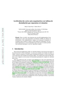Accélération des cartes auto-organisatrices sur tableau de
  dissimilarités par séparation et évaluation