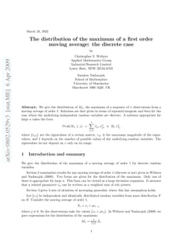 The distribution of the maximum of a first order moving average: the
  discrete case