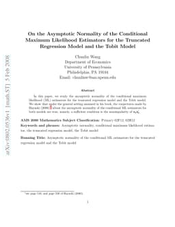 On the Asymptotic Normality of the Conditional Maximum Likelihood
  Estimators for the Truncated Regression Model and the Tobit Model