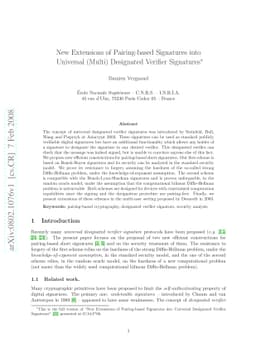 New Extensions of Pairing-based Signatures into Universal (Multi)
  Designated Verifier Signatures