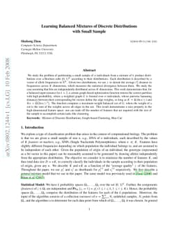 Learning Balanced Mixtures of Discrete Distributions with Small Sample