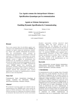 Les Agents comme des interpréteurs Scheme : Spécification dynamique
  par la communication