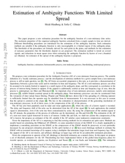 Estimation of Ambiguity Functions With Limited Spread