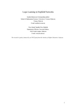 Logic Learning in Hopfield Networks