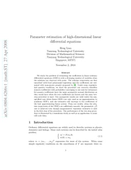 Parameter estimation of high-dimensional linear differential equations