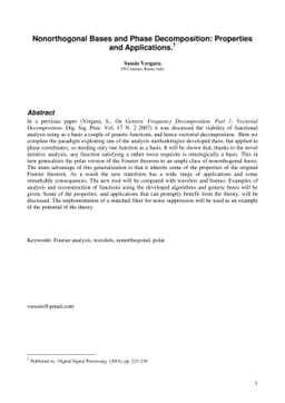 Nonorthogonal Bases and Phase Decomposition: Properties and Applications