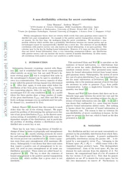 A non-distillability criterion for secret correlations