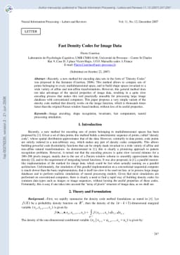 Fast Density Codes for Image Data