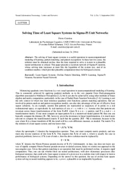 Solving Time of Least Square Systems in Sigma-Pi Unit Networks