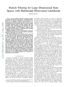Particle Filtering for Large Dimensional State Spaces with Multimodal
  Observation Likelihoods