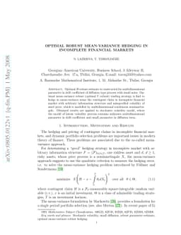 Optimal Robust Mean-Variance Hedging in Incomplete Financial Markets