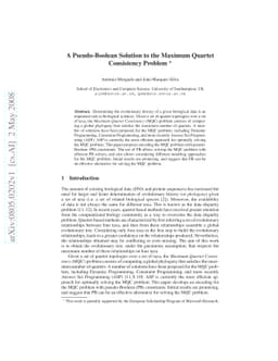 A Pseudo-Boolean Solution to the Maximum Quartet Consistency Problem