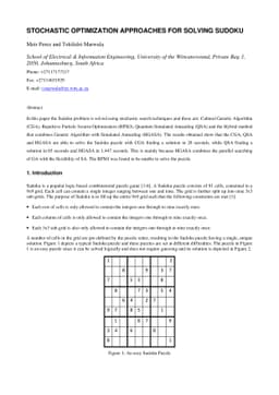 Stochastic Optimization Approaches for Solving Sudoku