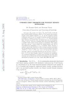 Uniform limit theorems for wavelet density estimators