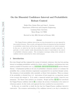 On the Binomial Confidence Interval and Probabilistic Robust Control