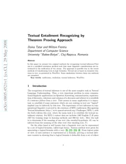 Textual Entailment Recognizing by Theorem Proving Approach