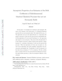 Asymptotic Properties of an Estimator of the Drift Coefficients of
  Multidimensional Ornstein-Uhlenbeck Processes that are not Necessarily Stable