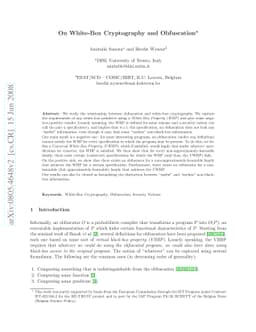On White-box Cryptography and Obfuscation