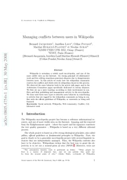 Managing conflicts between users in Wikipedia