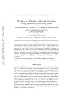 Checking the Quality of Clinical Guidelines using Automated Reasoning
  Tools