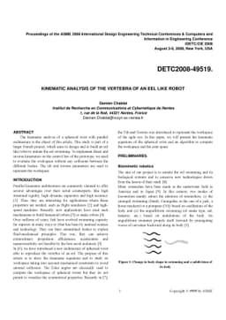 Kinematic Analysis of the vertebra of an eel like robot