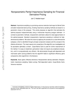 Nonparametric Partial Importance Sampling for Financial Derivative
  Pricing